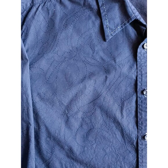 Pronto Uomo Button Up Shirt Men's Size 2XL Western Textured Print Black - Picture 4 of 9